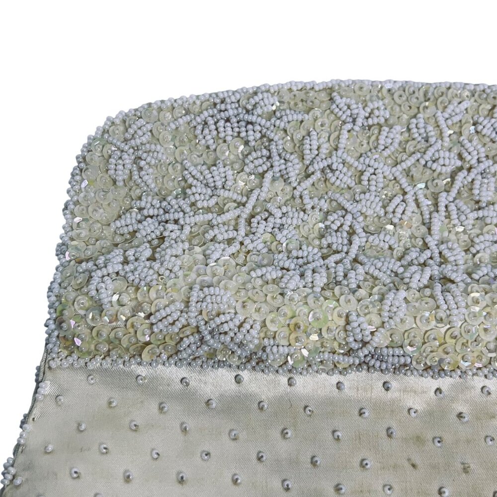 La Regale Ltd Ivory Beaded & Sequined Evening Bag Made In Hong Kong (5907) - Picture 10 of 15